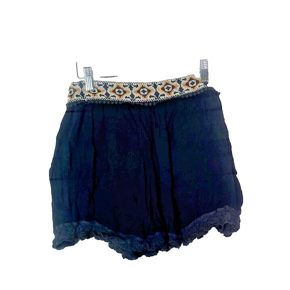 Free People Black Gauze Embroidered Lace Stretch Boho Shorts Womans Size Medium - Picture 1 of 8